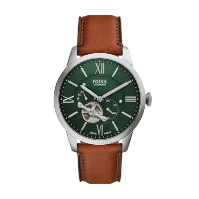 Fossil Townsman Automatic Green Open Heart Dial Men's Watch